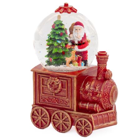 7.5" LED Train Spinning Water Lantern with Santa 