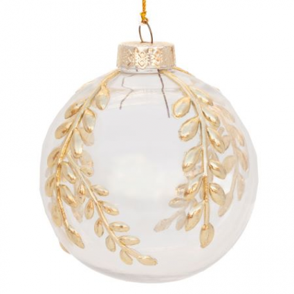 Clear Glass Ornament with Gold Leaf Embellishment