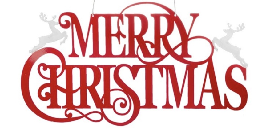 Red and White Enamel "Merry Christmas" Wall Decor 