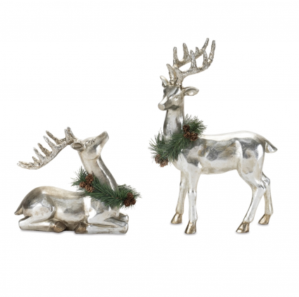 Silver Deer with Wreaths