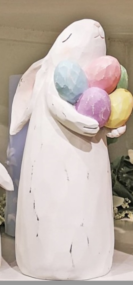 Long Ear Bunny Holding Easter Eggs