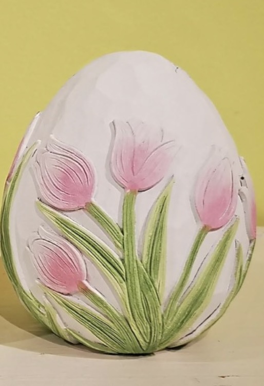 Medium Easter Egg with Pink Tulips