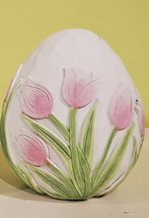 Medium Easter Egg with Pink Tulips