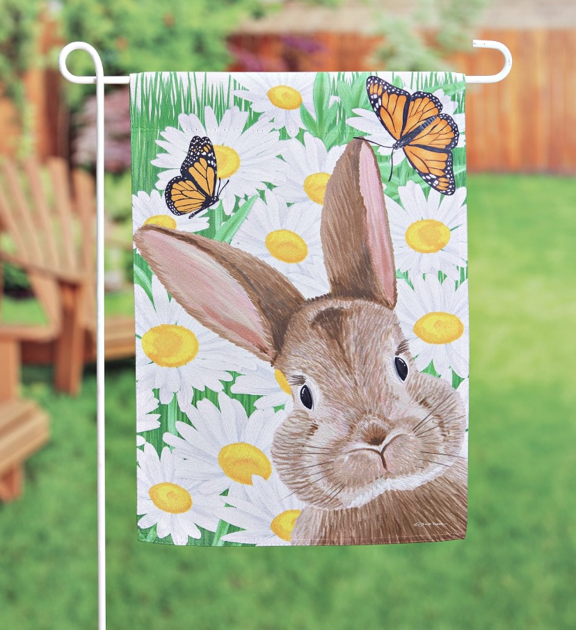 Hello Bunny Suede Mini Garden Flag