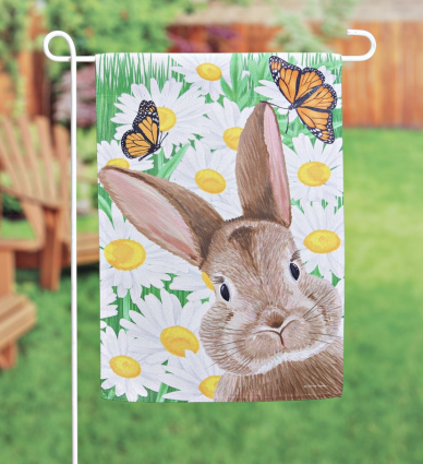 Hello Bunny Suede Mini Garden Flag