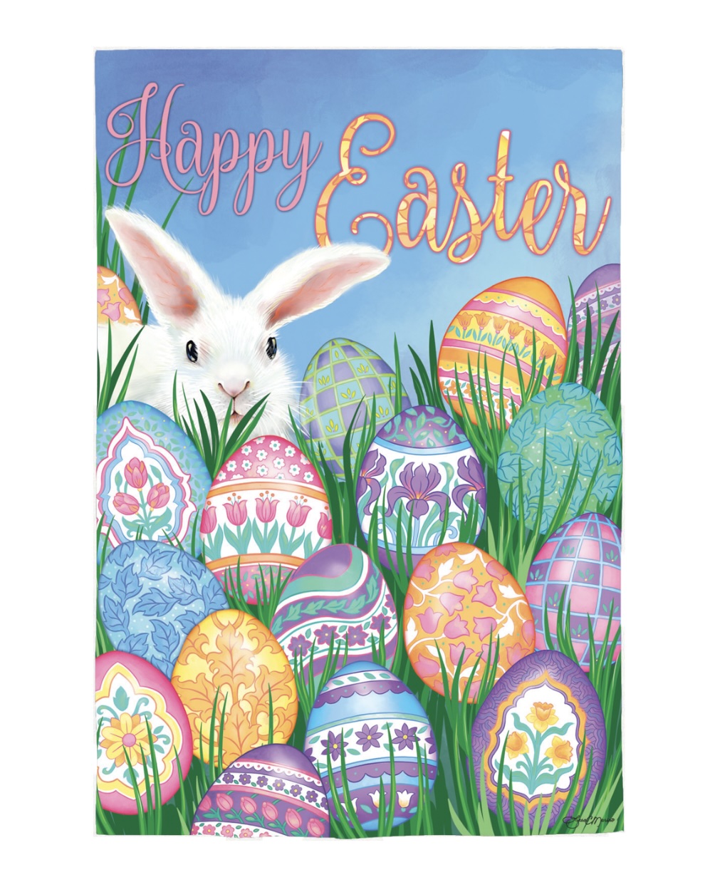 Happy Easter Multi Eggs Suede Mini Garden Flag