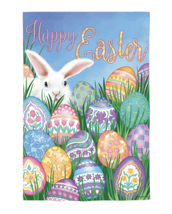 Happy Easter Multi Eggs Suede Mini Garden Flag