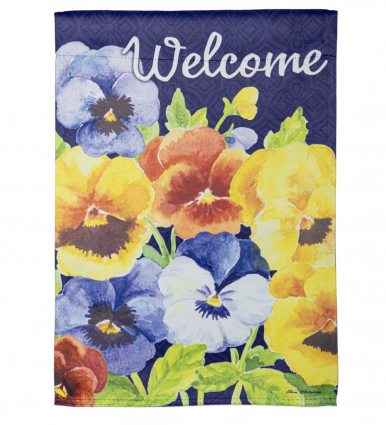 Welcome Pansies Suede MINI Garden Flag