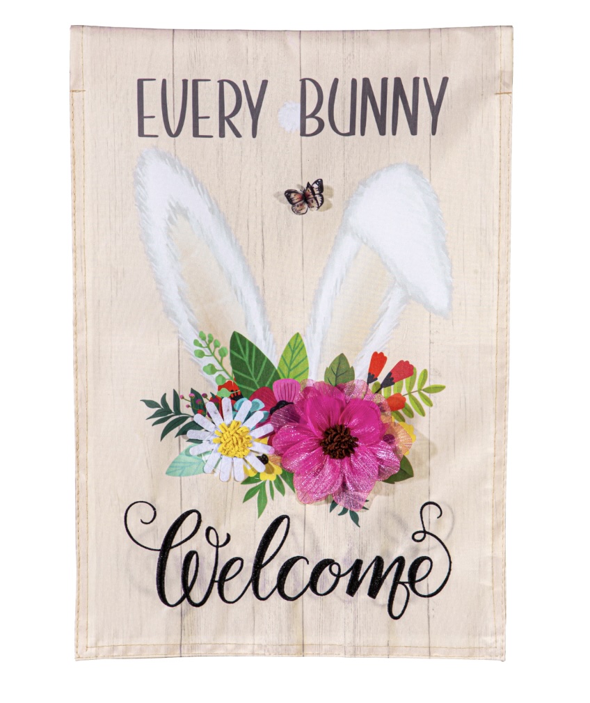 Every Bunny Welcome Applique Garden Flag