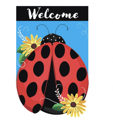 Ladybug Welcome Mini Applique Garden Flag