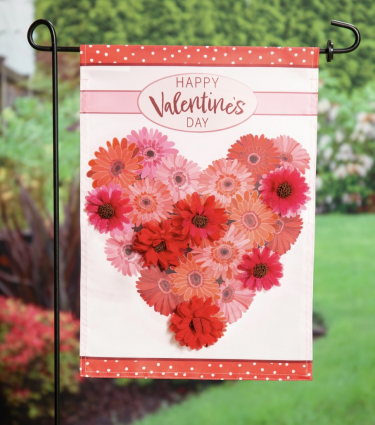 Floral Valentine's Heart  Mini Applique Garden Flag