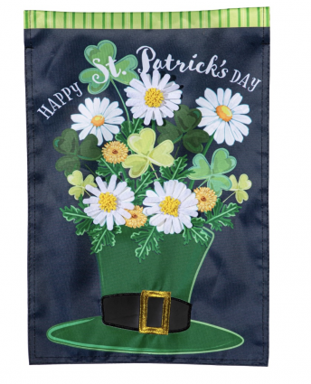 Happy St. Patrick's Day Floral Hat Mini Applique Garden Flag