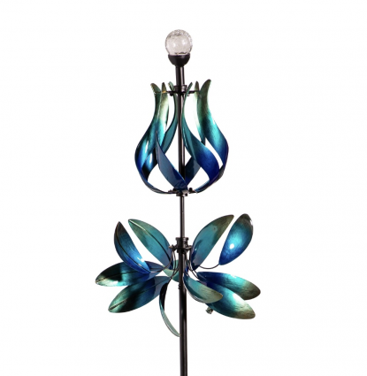 Blue & Teal Solar Metal Wind Spinner