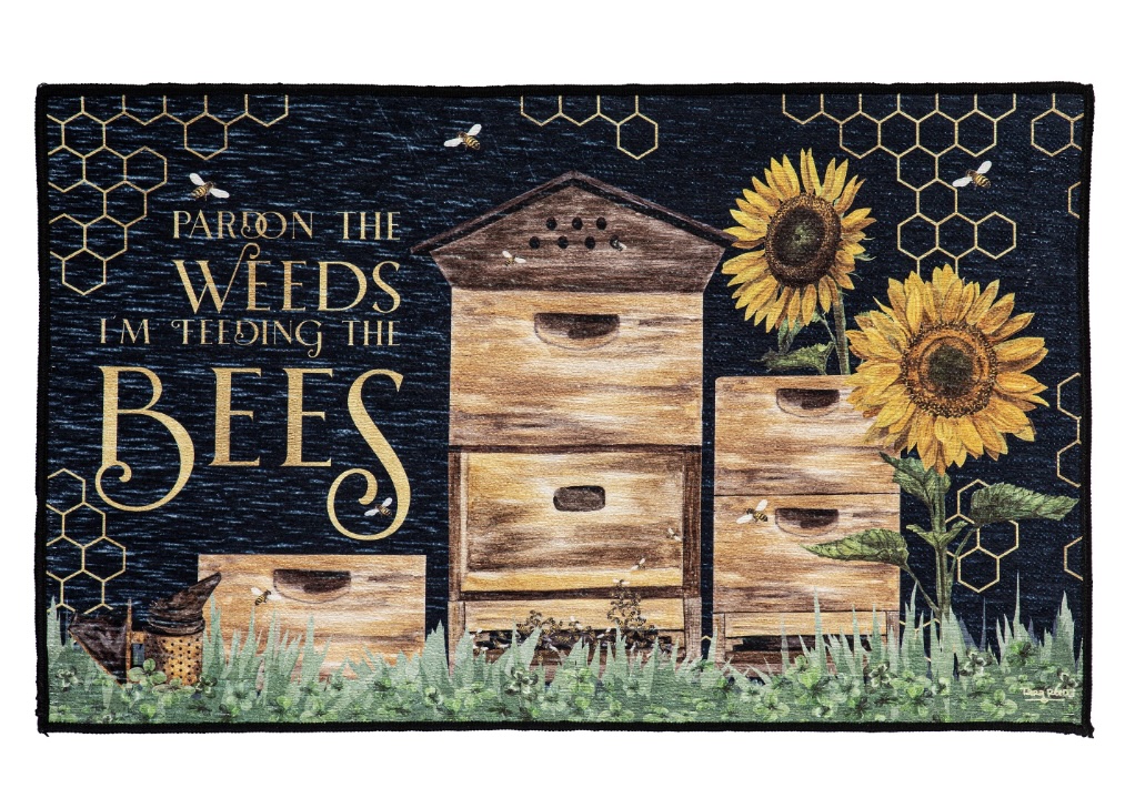 Pardon the Weeds I'm Feeding The Bee's Garden Washable Indoor/Outdoor Mat