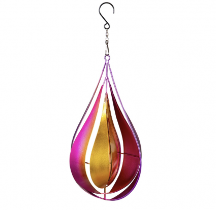 Pink & Yellow Teardrop Metal Wind Spinner