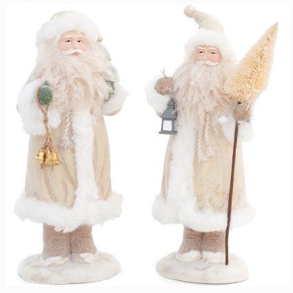 Santa Holding Lantern or Bells Figurine 9.5"