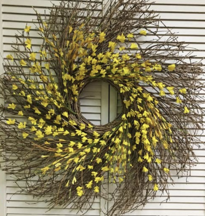 Yellow Forsythia Wreath 26"