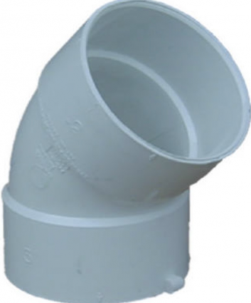 PVC Pipe Sewer Drain Elbow, 45-Degree, 6"