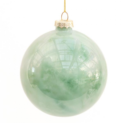 Green Marbled Ornament 4"