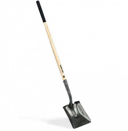 Square Point Transfer Shovel with Long Wood Handle 