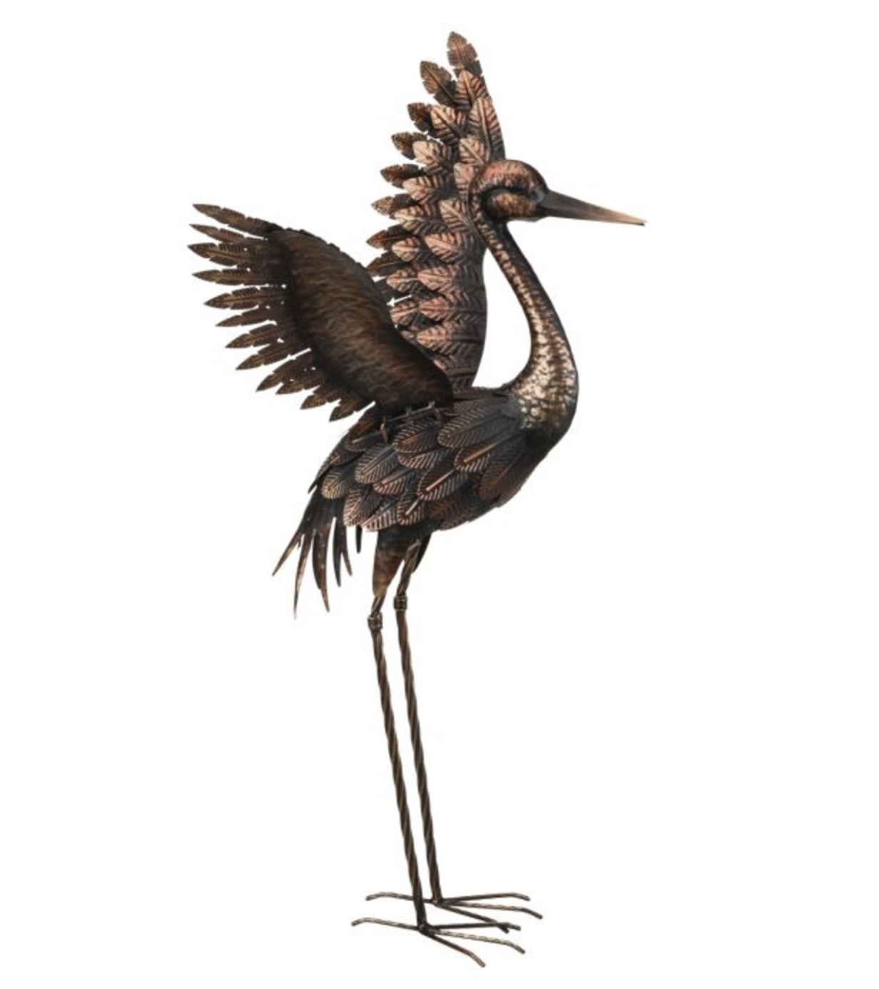 Bronze Crane with Wings Up