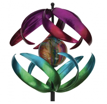 Solar Vertical Swirl Wind Spinner Stake