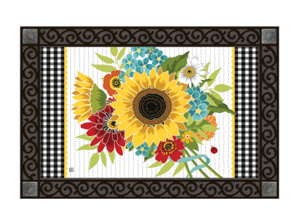 DOORMAT, SUNFLOWER CHECKS