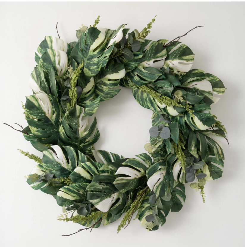 Variegated Leaf Wreath 28"