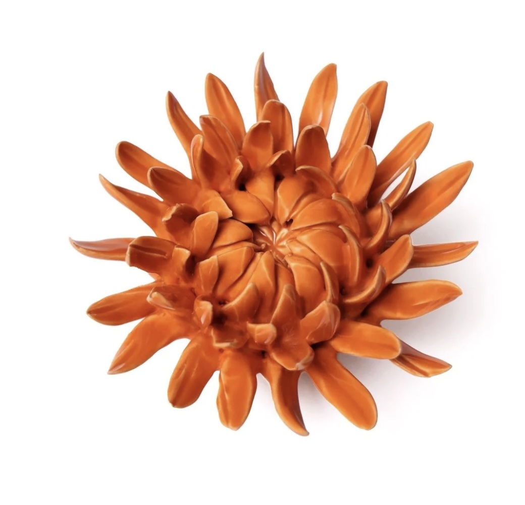 Orange Ceramic Flower Wall Art Mum 