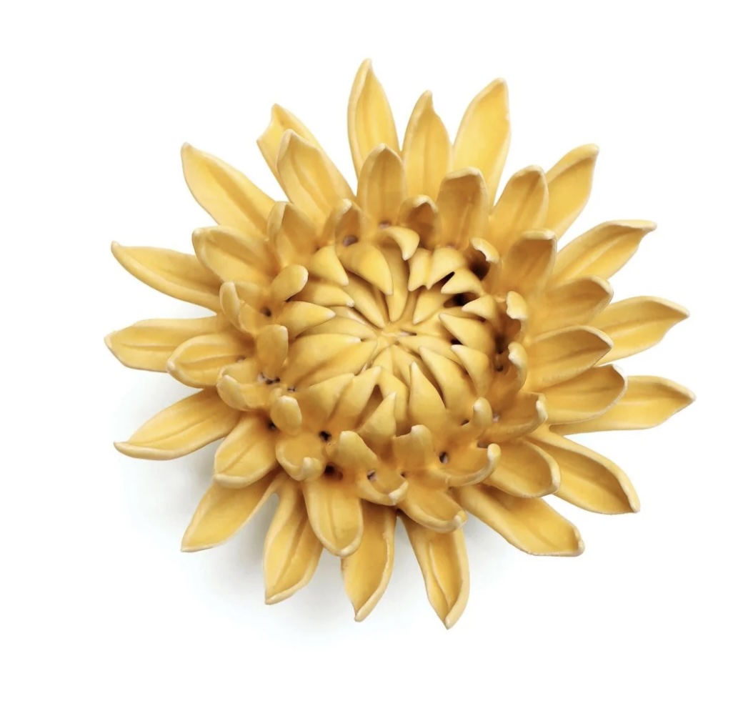 Yellow Ceramic Flower Wall Art Mum