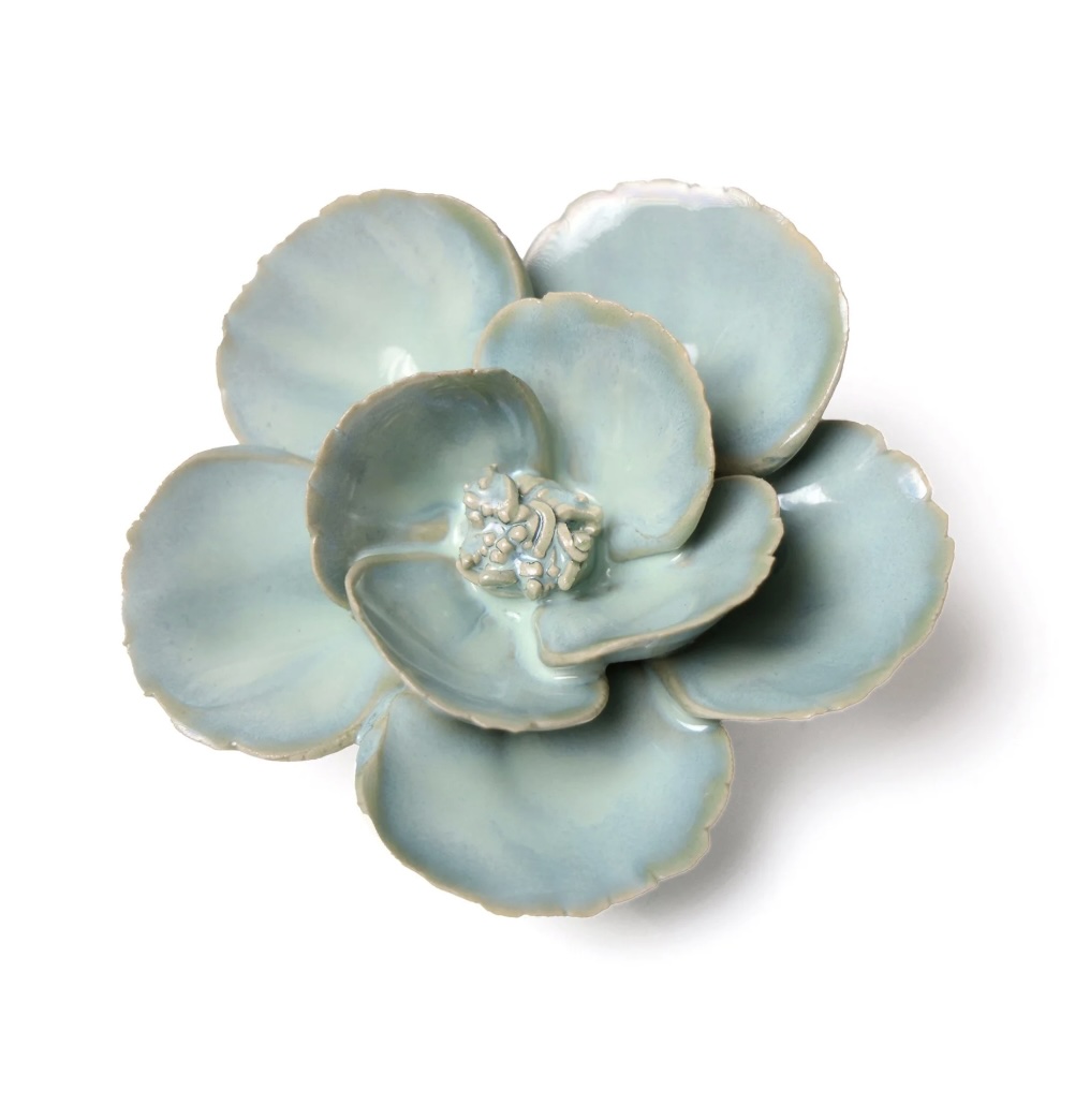 Teal Lotus Ceramic Flower Wall Art