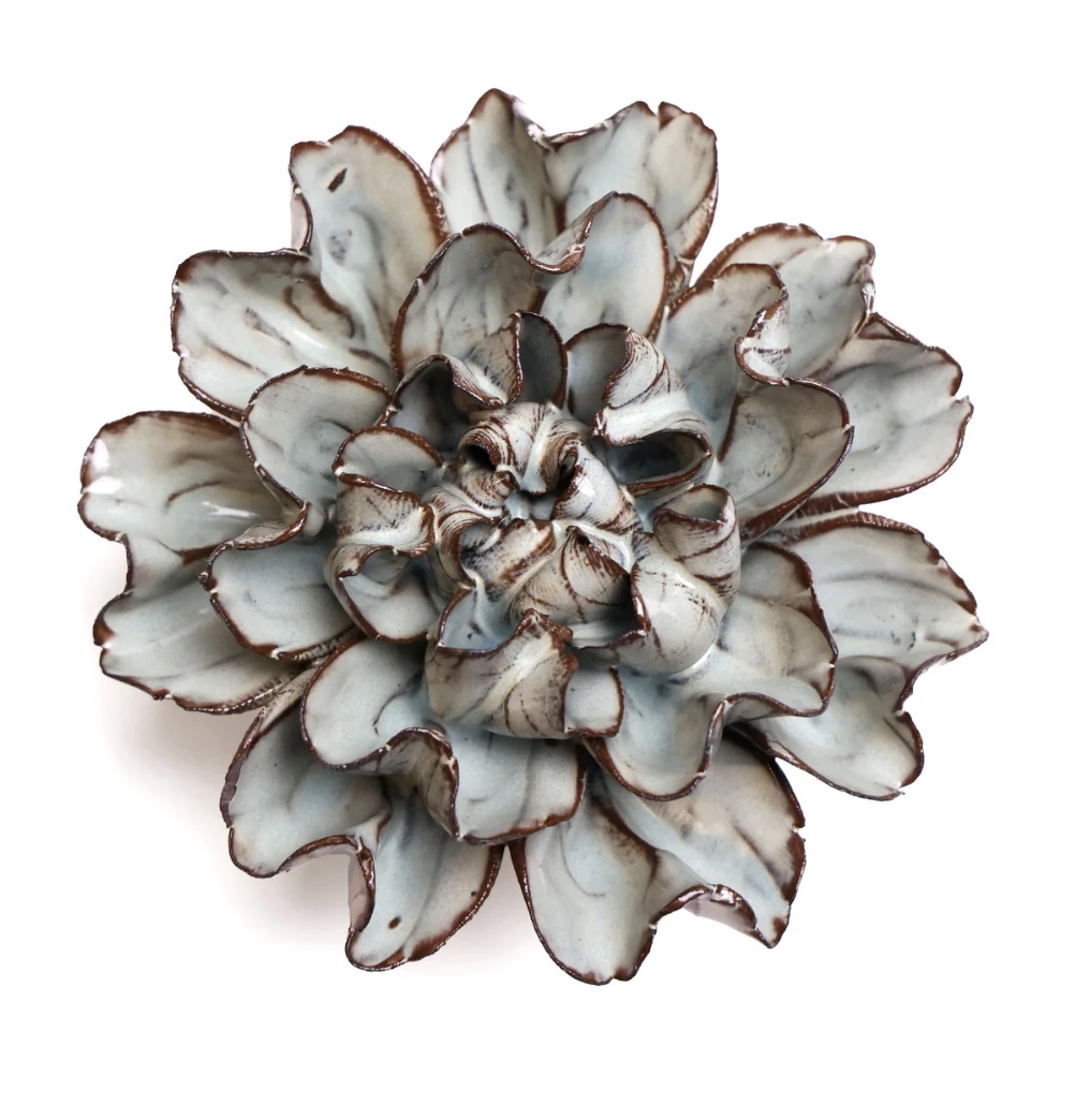 Chocolate Mint Medium Ceramic Flower Wall Art