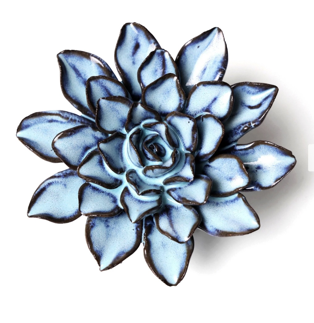 Blue Brown Ceramic Flower