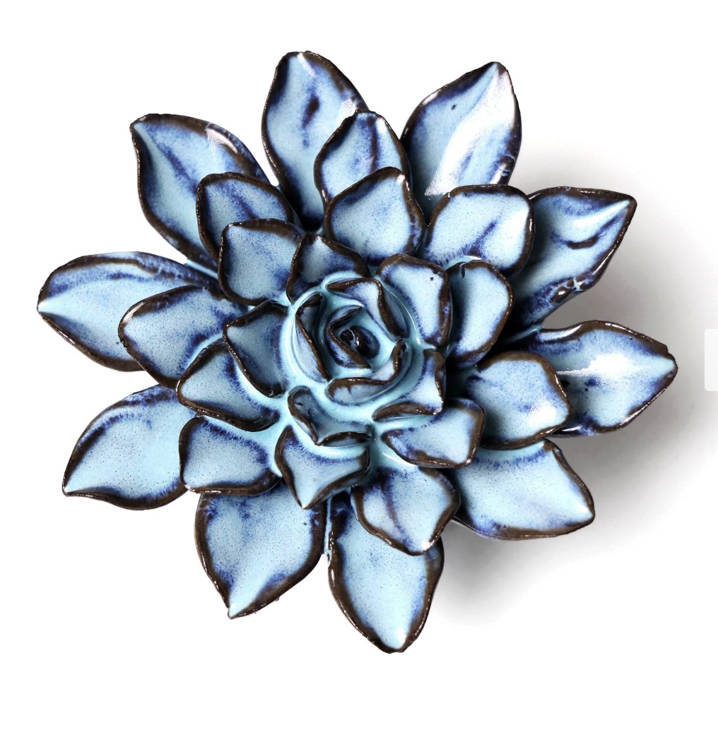 Blue Brown Ceramic Flower Wall Art Flower