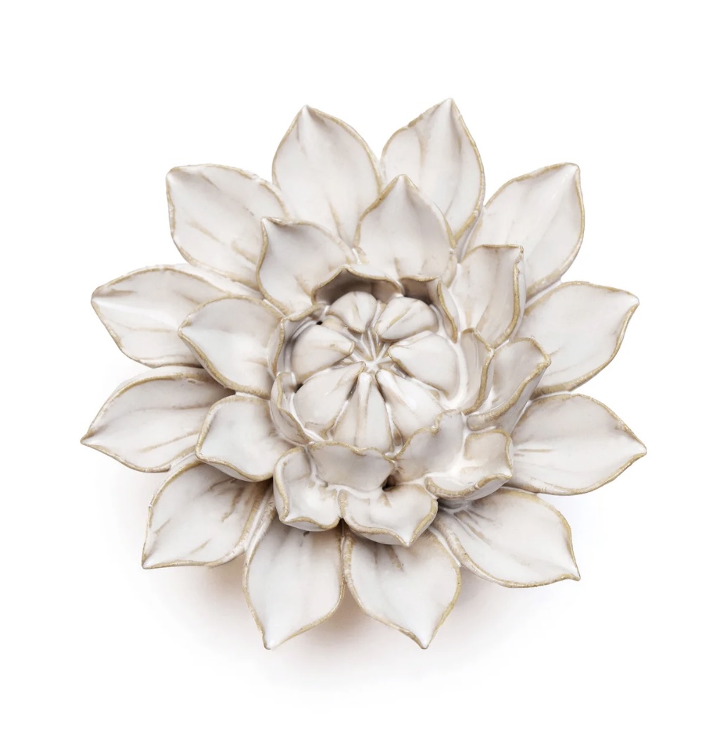 Ivory Dahlia Ceramic Flower Wall Art