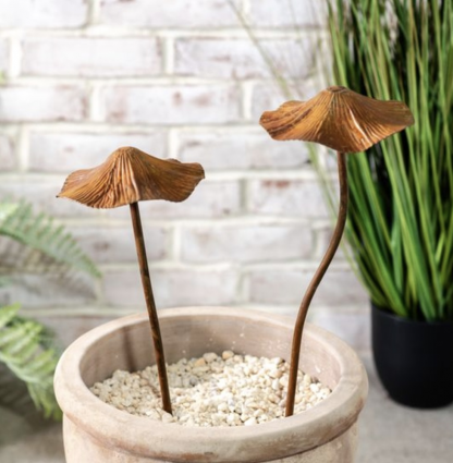 Rustic Mushroom Plant Stakes  12"