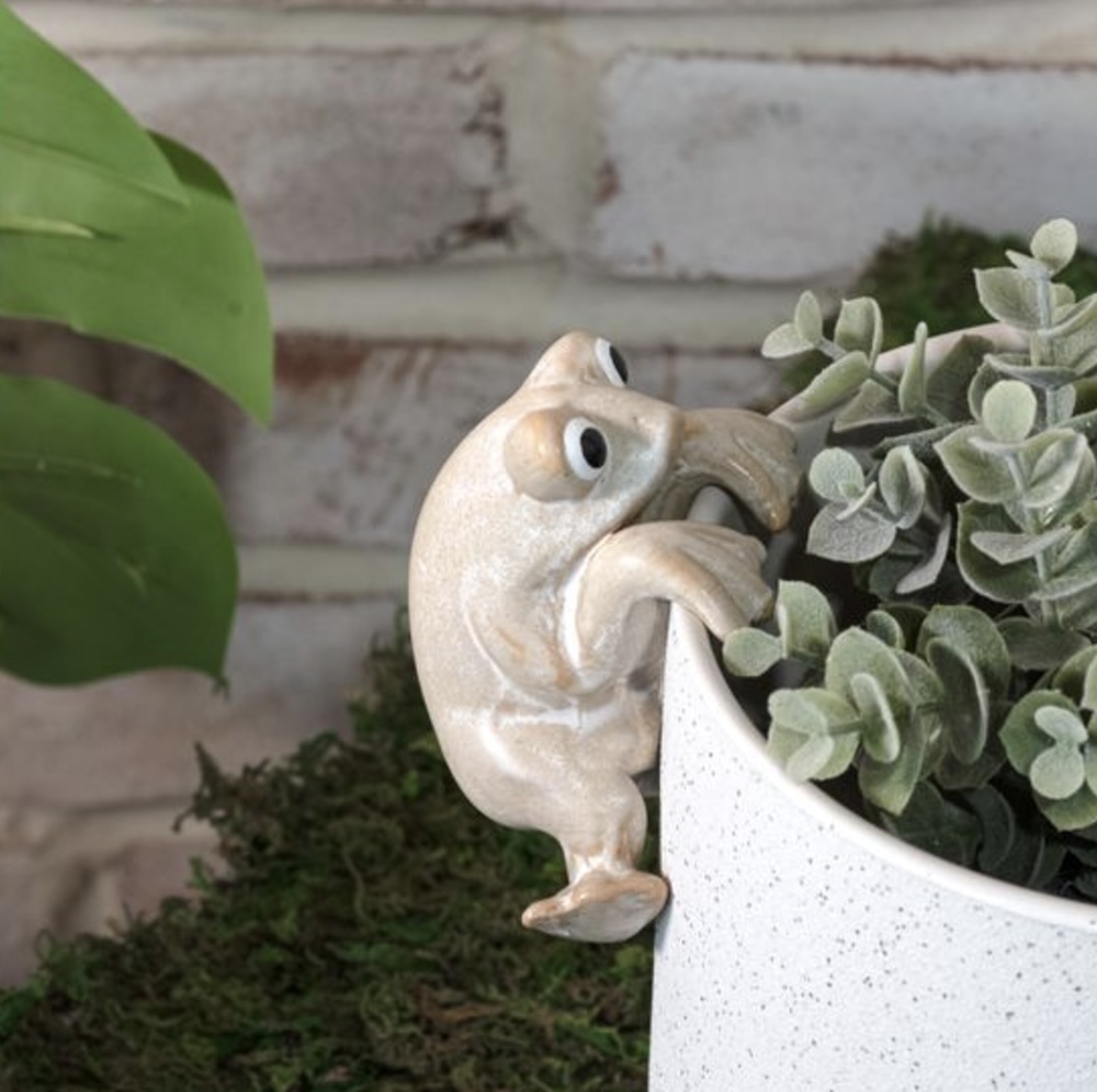 "Inner" Beige Ceramic Frog Hanger