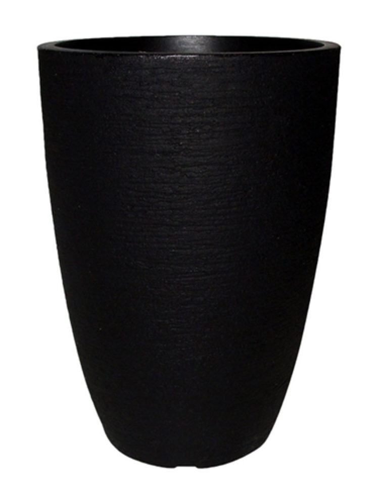 Tall Round Modern Pot - Black 30"h