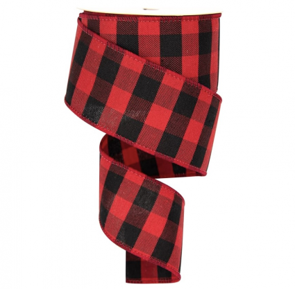 Red & Black Wired Plaid Ribbon