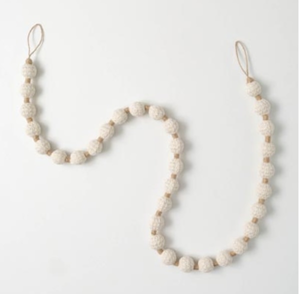 Cream Herringbone Ball Garland