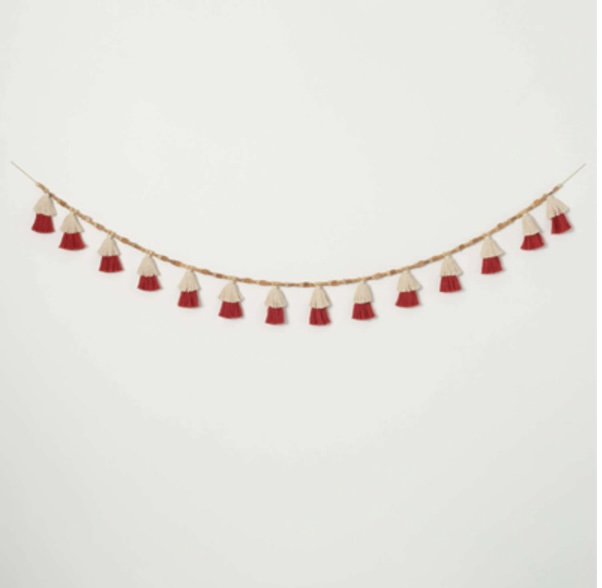 Red and White Tassel Garland - 65"