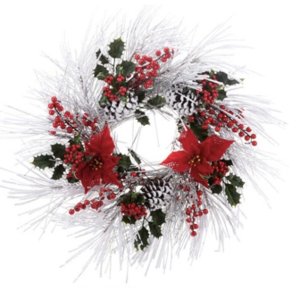 Poinsettia Holly Berry Wreath