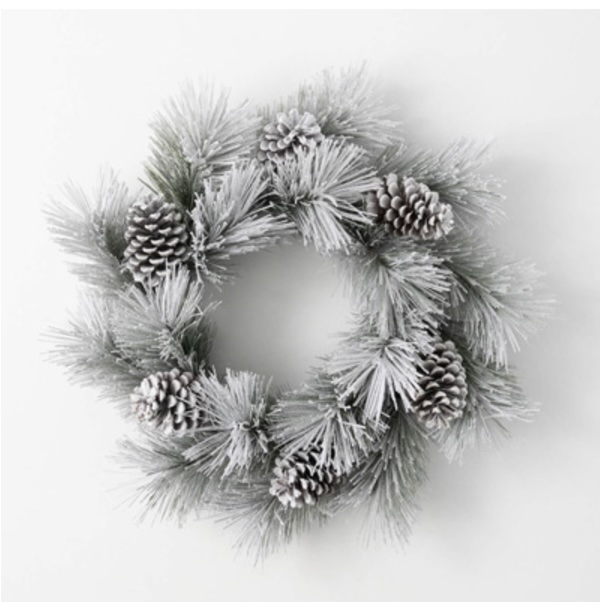 Flocked Green Pine Wreath - 28"