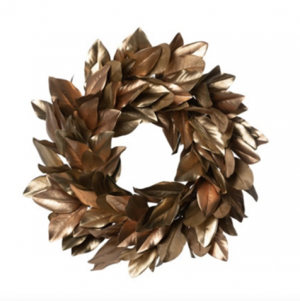 Gilded Magnolia Leaf Wreath 