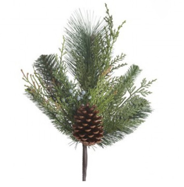 Mixed Pine Spray with Pine Cones, 16"