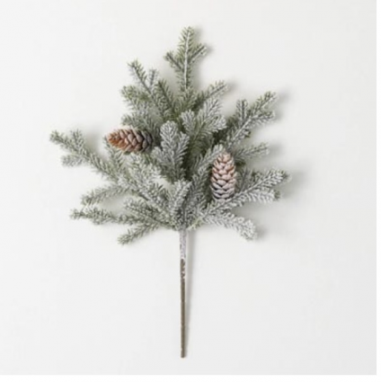 Flocked Winter Pine Pick - 13"