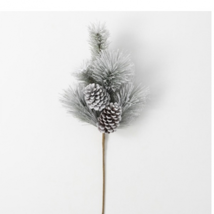 Flocked Pine with Pine Cones Pick 28"