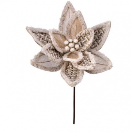 Tweed Burlap Poinsettia Stem