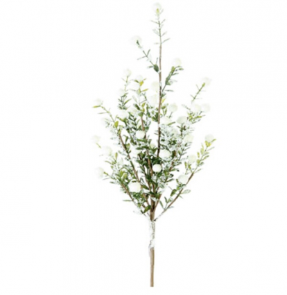 White Snowy Boxwood Berry Spray