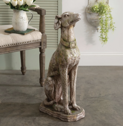 Mossy Greyhound Garden Statue